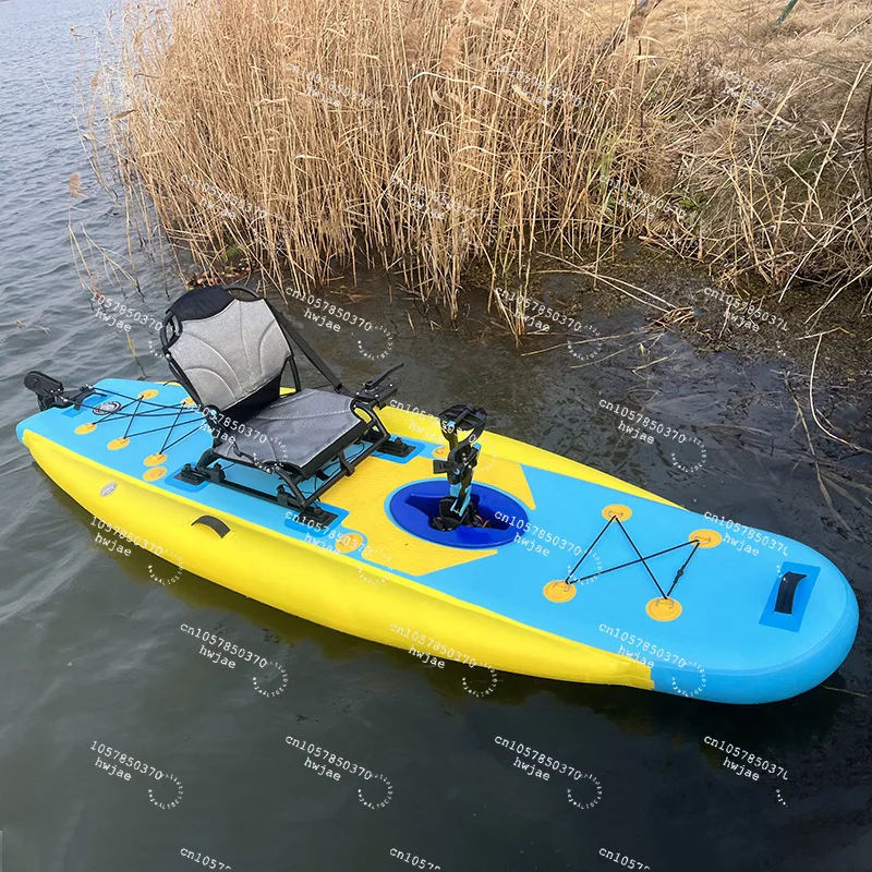 Fishing Boat Inflatable - เรือคายัคพองลมแบบมีโลโก้สั่งทำได้ สำหรับ 1 คน เรือพายแบบสปอร์ตสำหรับผู้ใหญ่ เรือคายัคพองลมสำหรับตกปลาพร้อมที่ปั่น